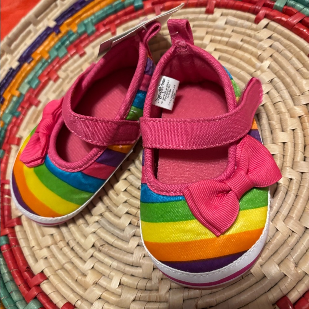 Rainbow Mary Jane Baby Shoes with Velcro Strap